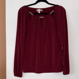 Michael Kors Elegant Maroon Women's Top with Chain Detail